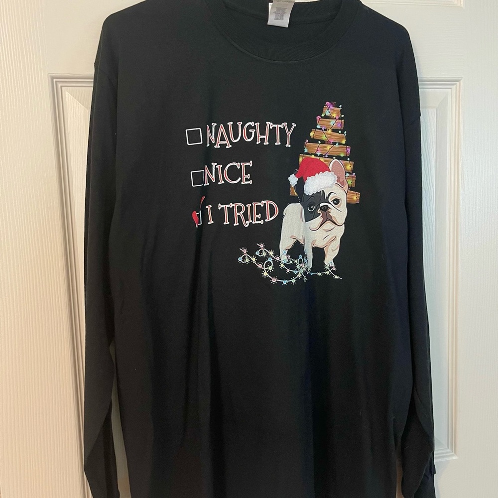 Cute French Bulldog Long Sleeve Christmas T-shirt